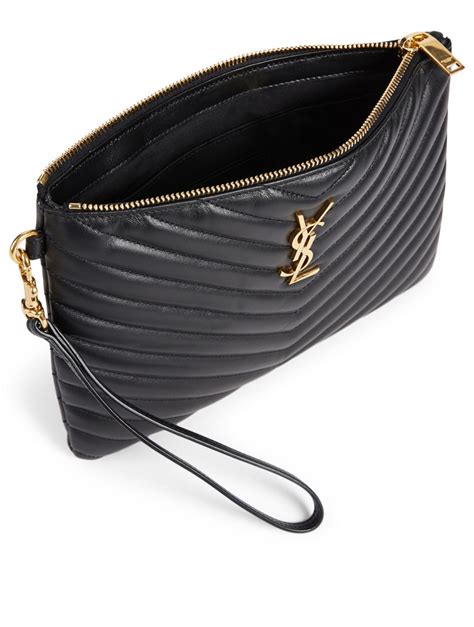 ysl leather|saint laurent monogram leather pouch.